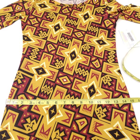 Lularoe Julia Bodycon Dress Short Sleeve Size XXS Print Knee Length Boho Art Mom - Picture 10 of 13